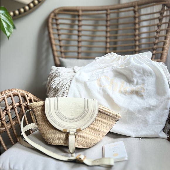 Chloe Marcie Small Basket Bag Raffia and Leather - Neutrals - Picture 9 of 16